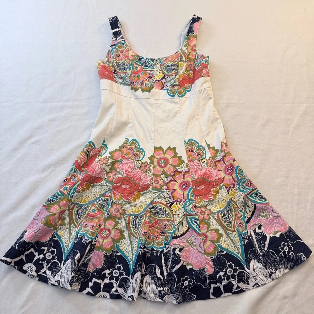 Nine West Colorful Floral Midi Dress Fit to Flare